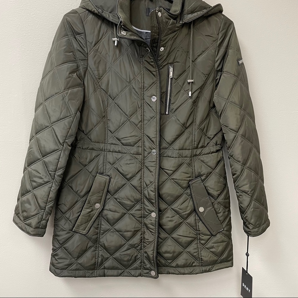 DKNY Dark Green Trench Size M - Picture 2 of 6